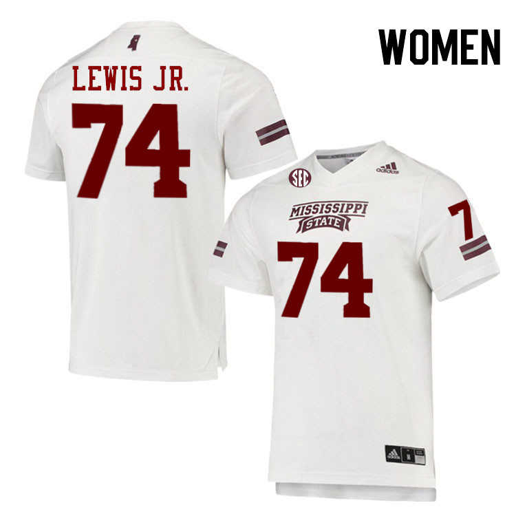 Women #74 Jimothy Lewis Jr. Mississippi State Bulldogs College Football Jerseys Stitched-White